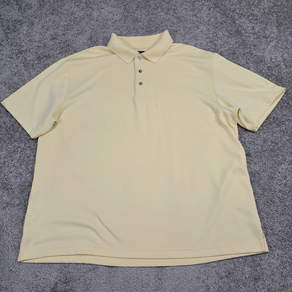 PGA Tour Mens XXL Airflux Polo Shirt Short Sleeve Yellow‎ Golf Performance Top